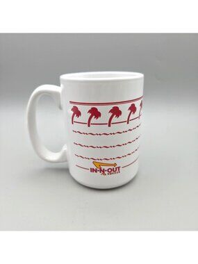 In-N-Out Burger Ceramic Coffee Mug Red Palm Tree White 16 oz Fast Food Classic